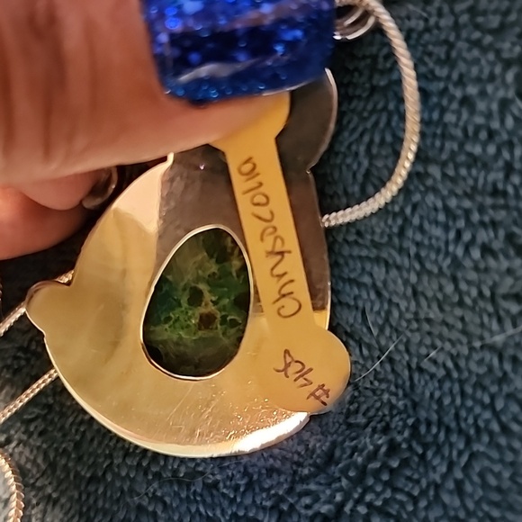 Sterling silver necklace with Chrysocolla - Picture 3 of 3